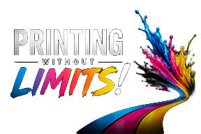 Printing Without Limits! Colorful ink sweeping across a black background